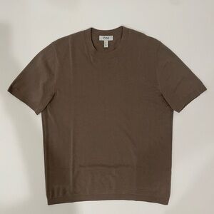 COS Men's Brown Crewneck Short-Sleeve Tee